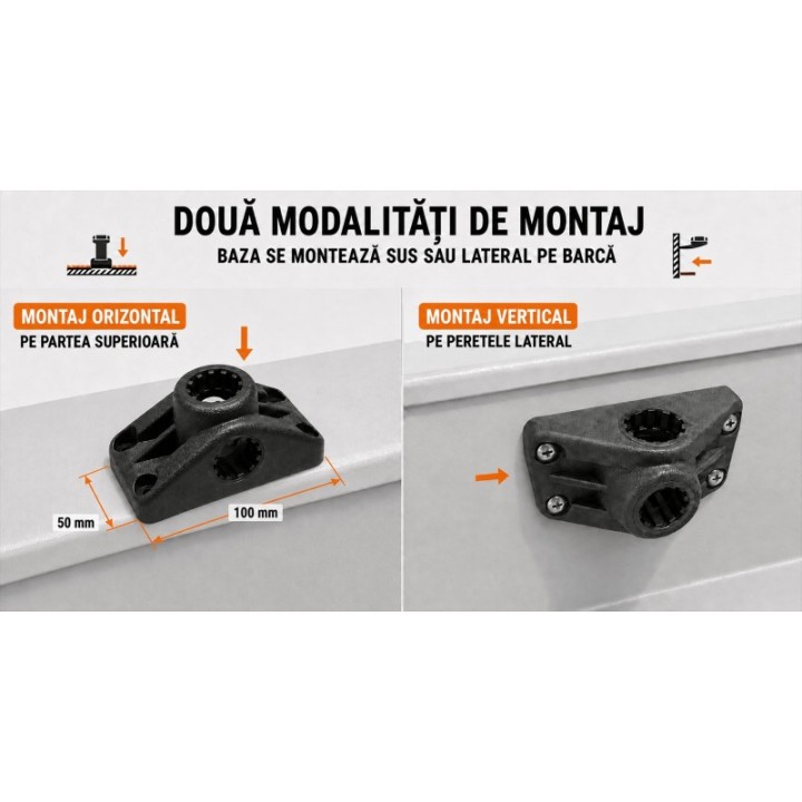 Alphaboat triple folding rod holder with 360° adjustment