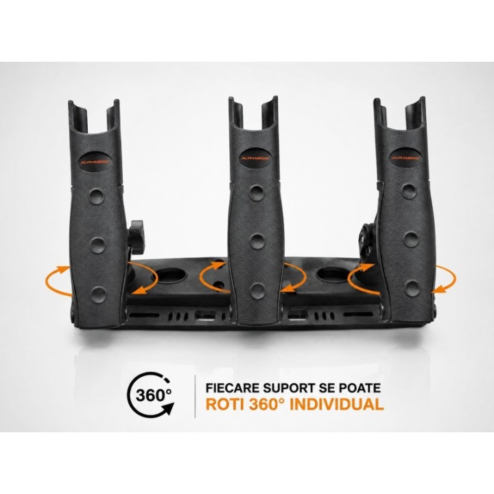 Alphaboat triple folding rod holder with 360° adjustment