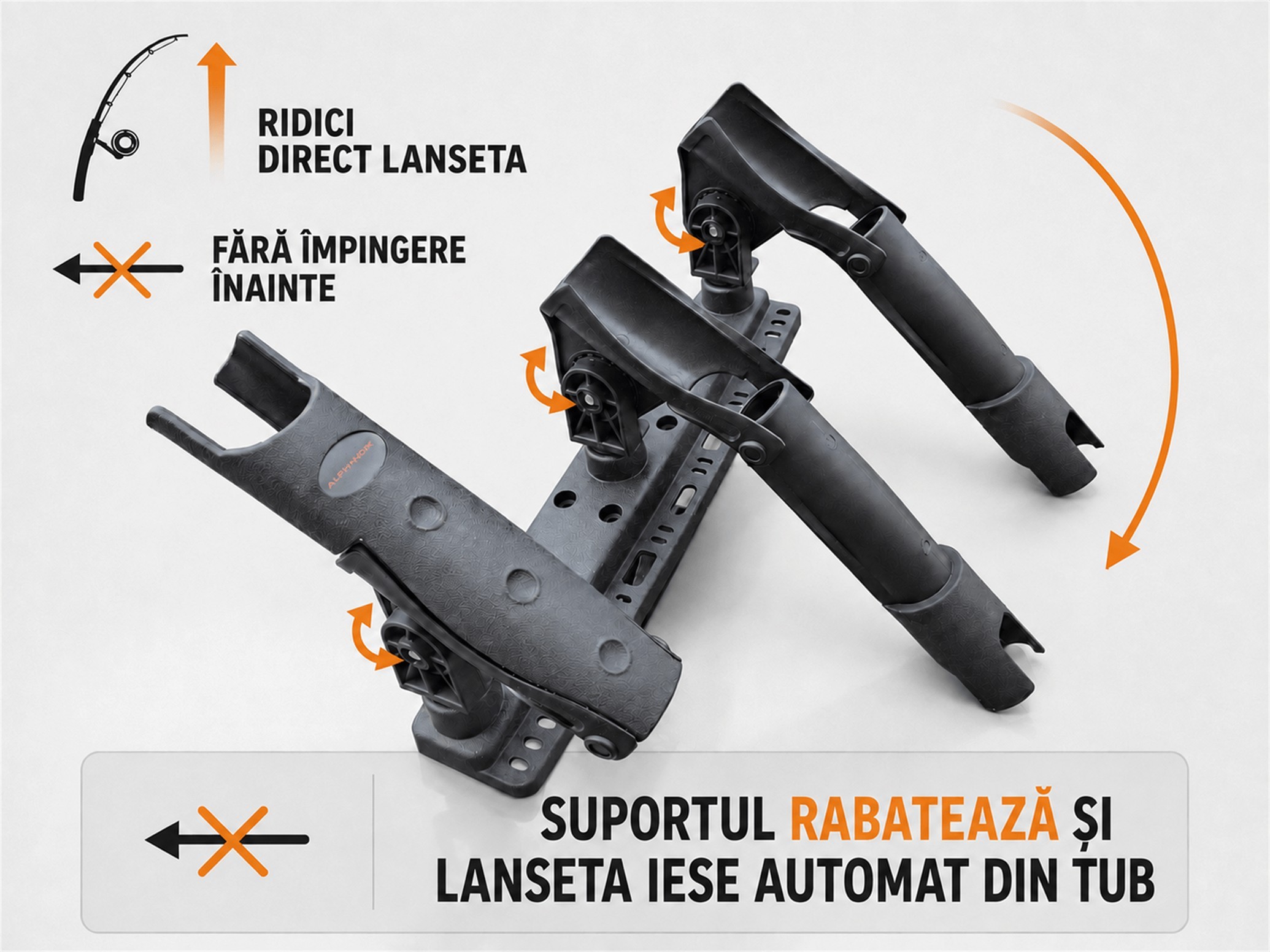 Alphaboat triple folding rod holder with 360° adjustment