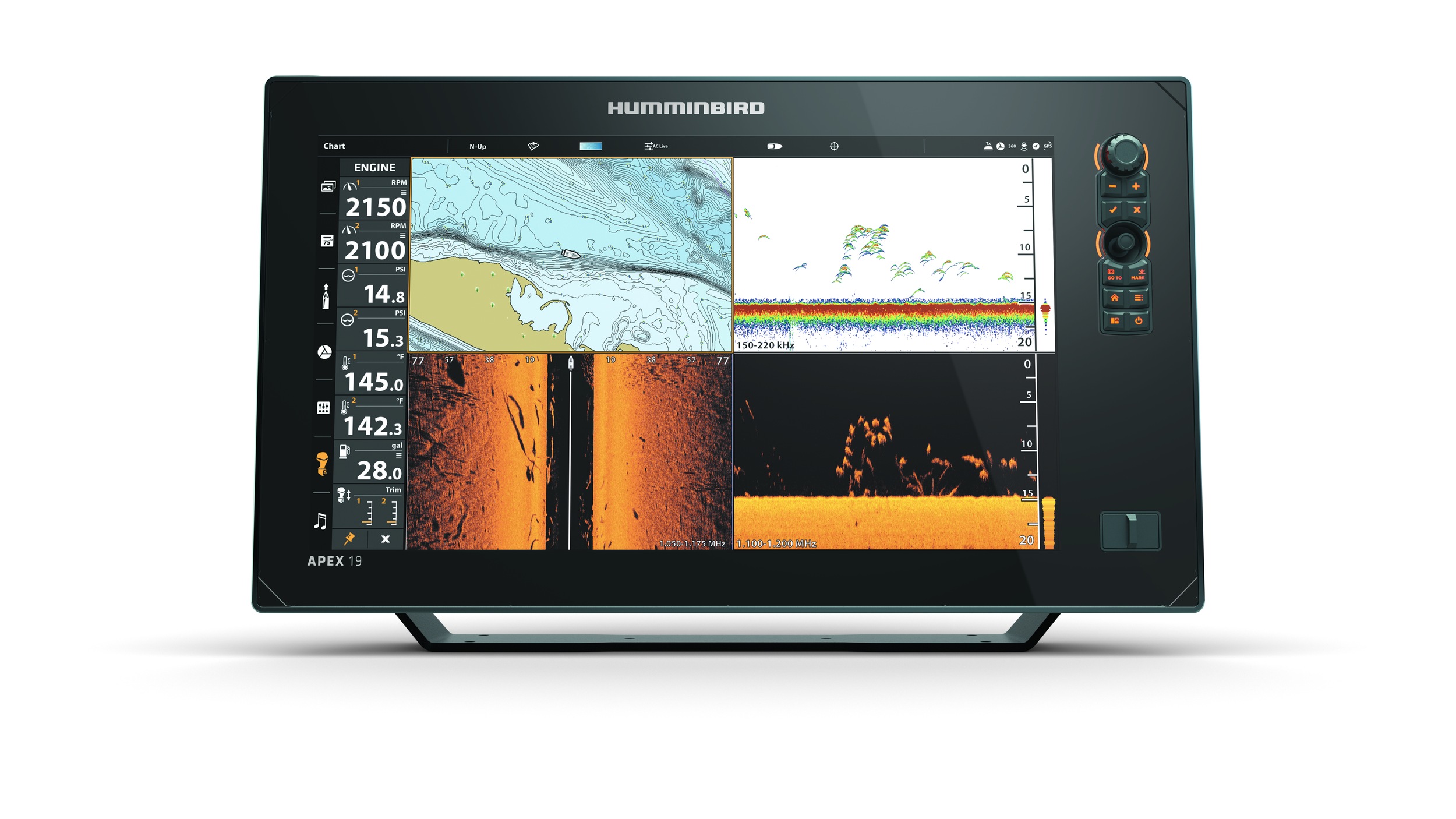Sonar Humminbird APEX 19 MSI+ – cu sondă – vedere 1