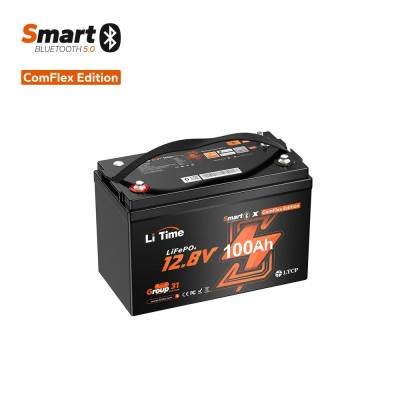 LiTime 12 V 100 Ah Smart ComFlex Battery, Bluetooth and CAN/RS485