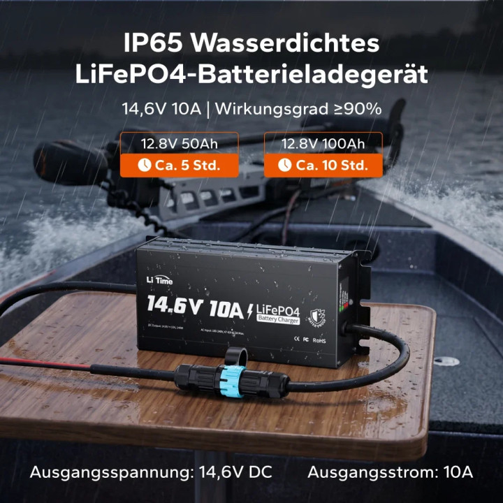 LiTime 12V 10A LiFePO4 Onboard Battery Charger