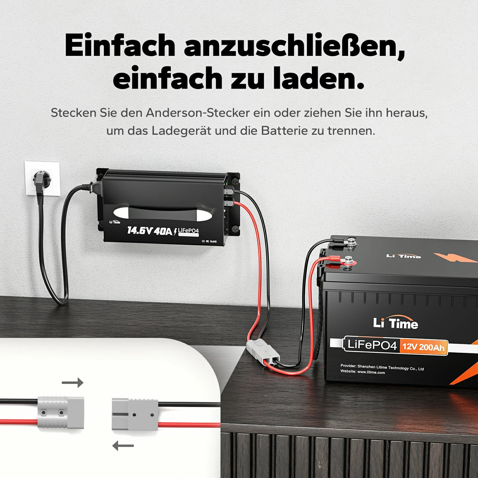LiTime 12V 40A LiFePO4 Battery Charger with Handle