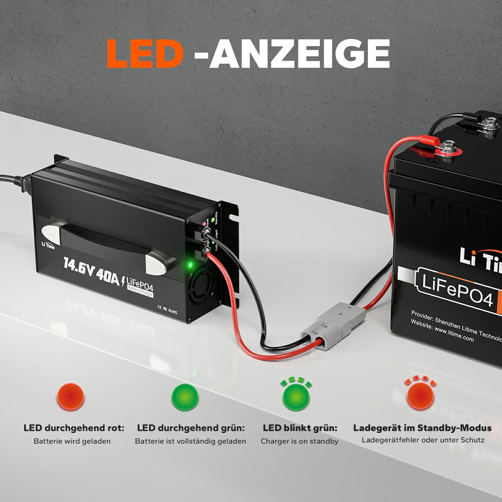 LiTime 12V 40A LiFePO4 Battery Charger with Handle