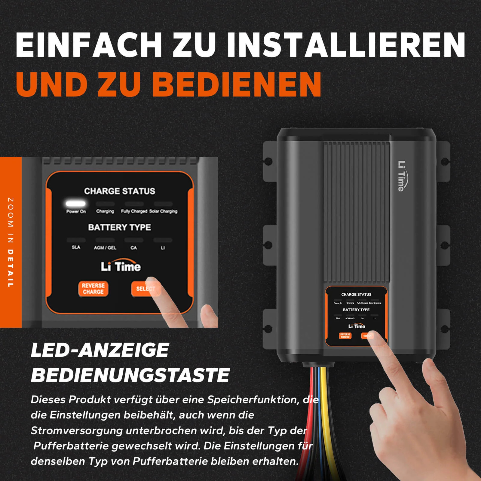 Încărcător LiTime DC-DC 12 V 40 A cu MPPT