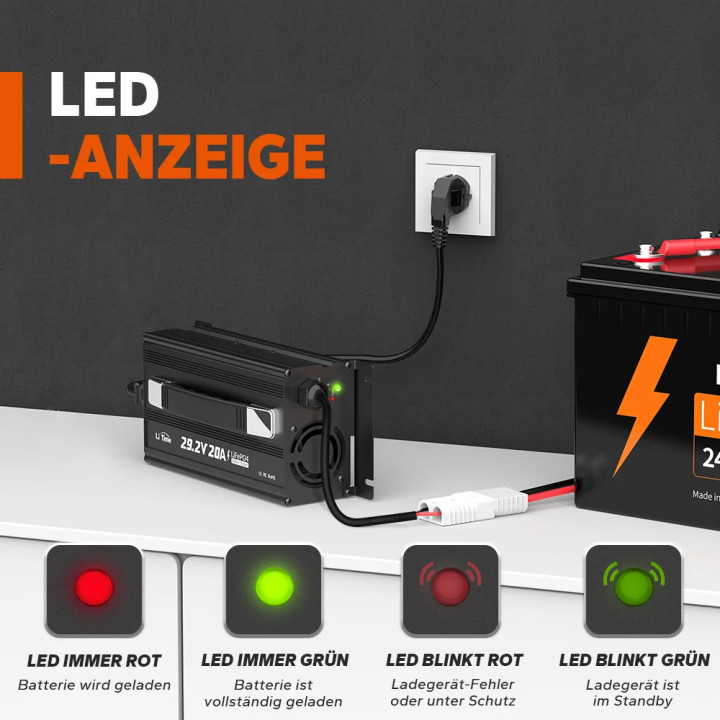 LiTime 24V 20A LiFePO4 Battery Charger Standard