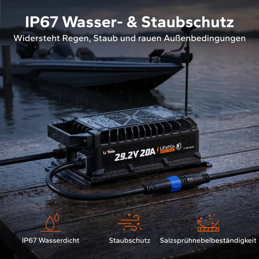 LiTime 24V 20A IP67 LiFePO4 Battery Charger