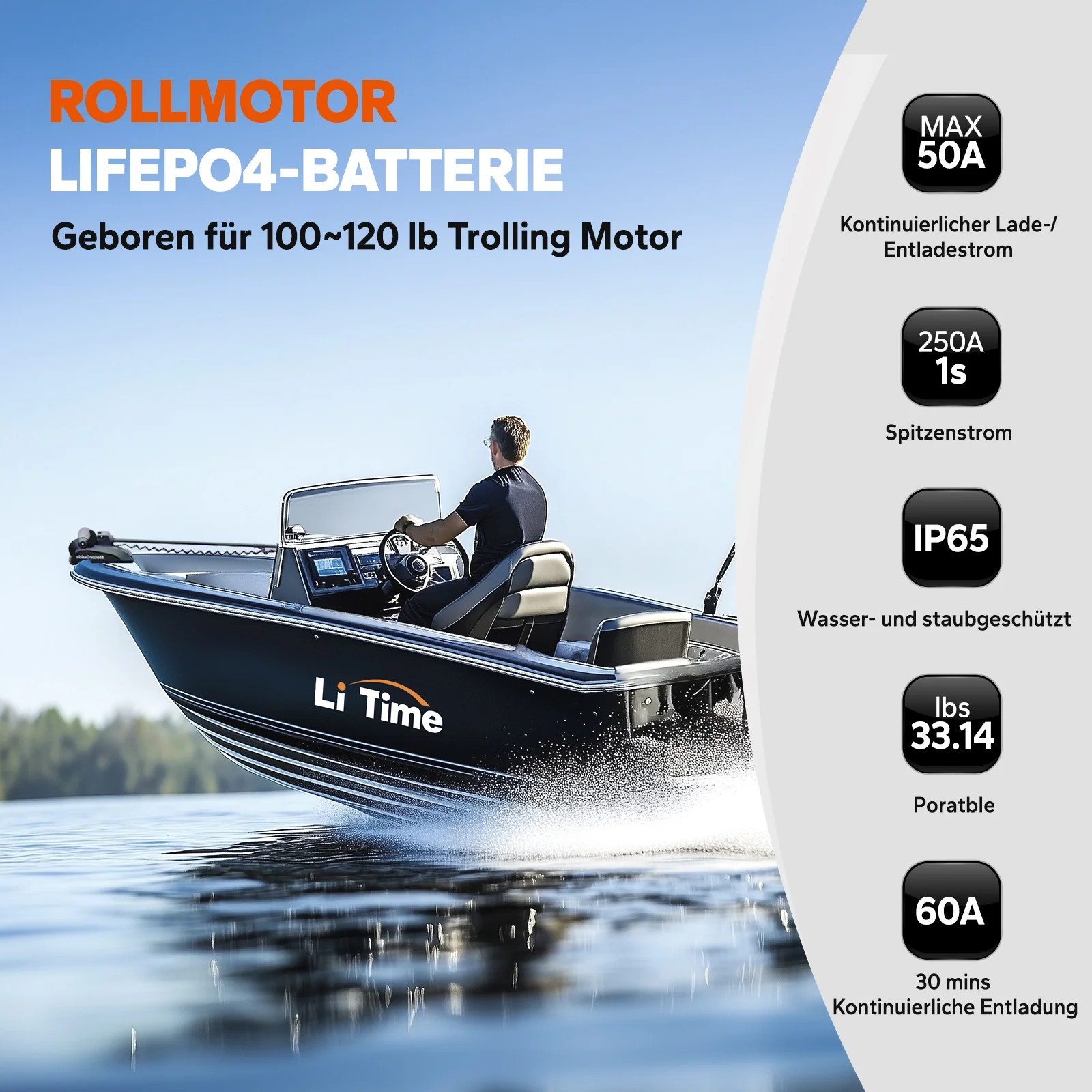 Acumulator LiTime LiFePO4 36 V 50 Ah Bluetooth Group 31